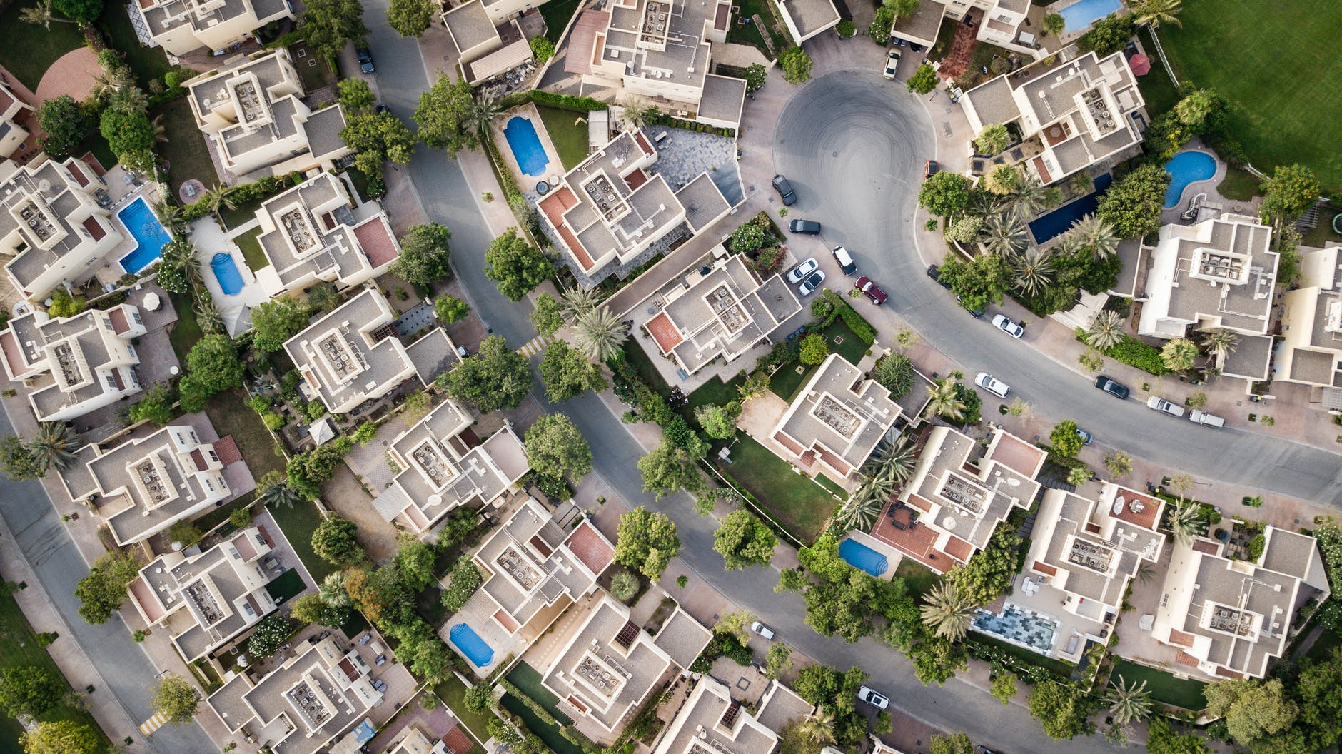 Birds eye view of a neighbourhood